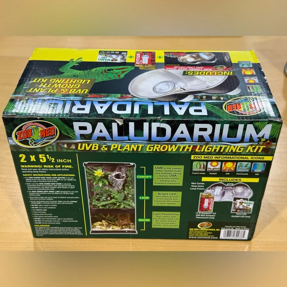 Zoo Med Paludarium UVB & Plant Growth Lighting Kit. Brand New.
